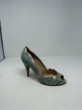 Rachel Simpson Isabelle Mint Leather Vintage Peep Toe Heel Size US 9